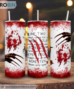 One Two Freddy’s Coming For You 3D Printed Skinny Tumbler, Freddy Krueger Tumbler