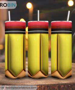 Pencil 3D Inflated 3D Printed Skinny Tumbler, Teacher Tumbler