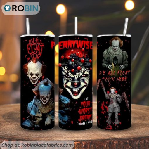 Pennywise Horror 3D Printed Skinny Tumbler, It Movies 3D Printed Skinny Tumbler