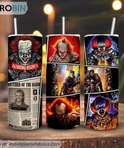 Pennywise 3D Printed Skinny Tumbler, It Horror Clown Tumbler