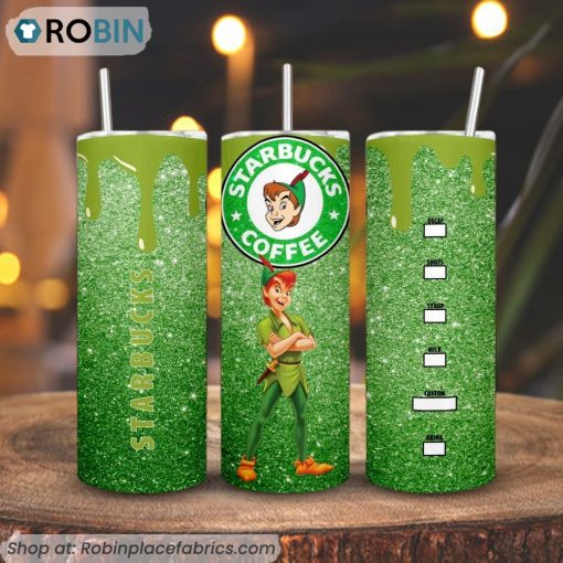 Peter Pan Starbucks Coffee 3D Printed Skinny Tumbler, Disney Cartoon Tumbler
