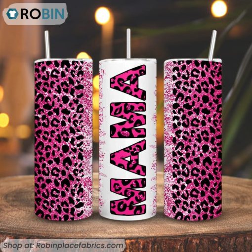 Pink Leopard Mama 3D Printed Skinny Tumbler