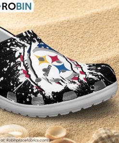 Pittsburgh Steelers American Flag Pattern Printed Crocs Shoes, Steelers Gifts for Fans