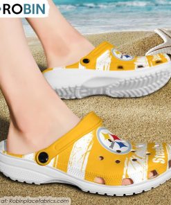 Pittsburgh Steelers Ink Splash Crocs Shoes, Steelers Team Gifts
