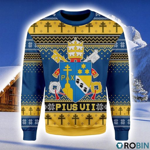 Pius VII Coat of Arms Christmas Ugly Sweater 3D