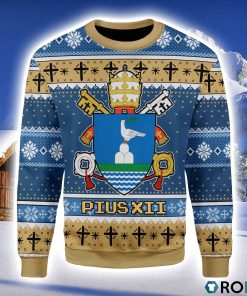 Pius XII Coat Of Arms Christmas Ugly Sweater 3D