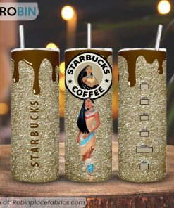 Pocahontas Disney Starbucks Coffee 3D Printed Skinny Tumbler, Princess Starbucks Tumbler
