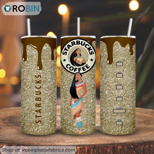 Pocahontas Disney Starbucks Coffee 3D Printed Skinny Tumbler, Princess Starbucks Tumbler
