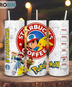 Pokemon Starbucks Coffee Skinny Tumbler, Ash Ketchum Pikachu And Friends Gift