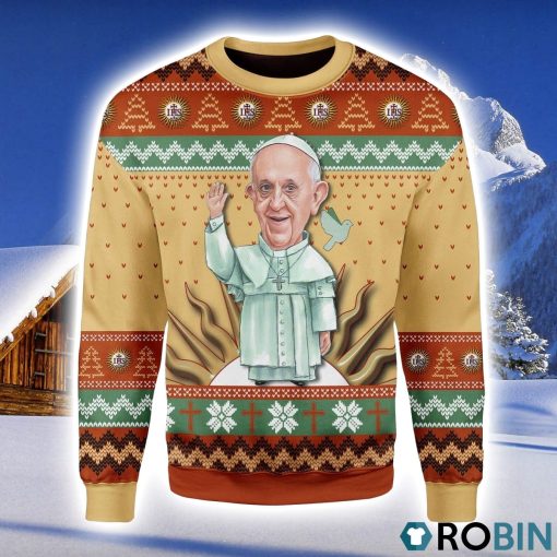 Pope Francis Christmas Ugly Sweater 3D