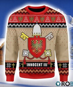 Pope Innocent III Coat of Arms Christmas Ugly Sweater 3D