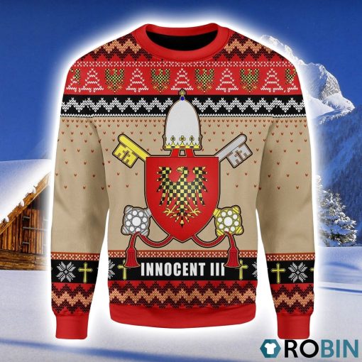 Pope Innocent III Coat of Arms Christmas Ugly Sweater 3D
