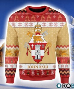 Pope John XXIII Coat Of Arms Christmas Ugly Sweater 3D