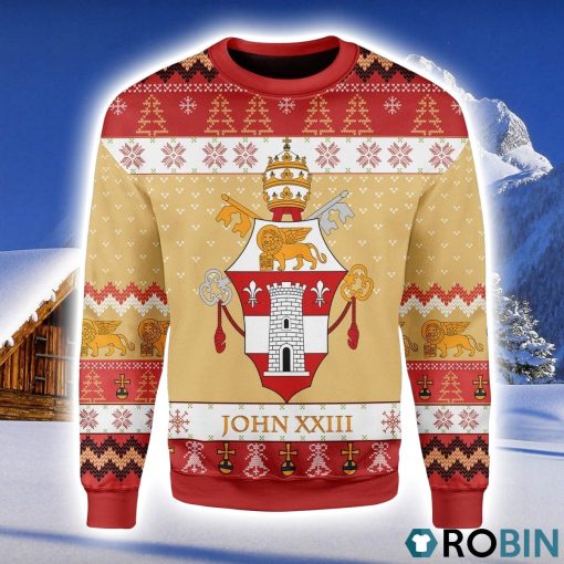 Pope John XXIII Coat Of Arms Christmas Ugly Sweater 3D