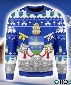 Pope Leo XIII Coat Of Arms Christmas Ugly Sweater 3D