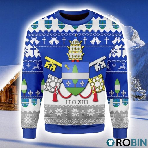 Pope Leo XIII Coat Of Arms Christmas Ugly Sweater 3D