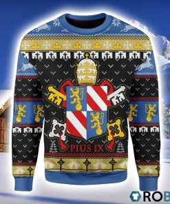 Pope Pius IX Coat Of Arms Christmas Ugly Sweater 3D