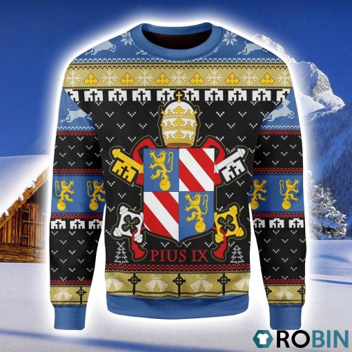 Pope Pius IX Coat Of Arms Christmas Ugly Sweater 3D