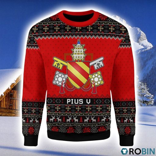 Pope Pius V Christmas Ugly Sweater 3D
