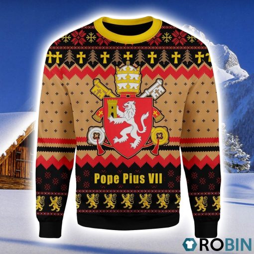 Pope Pius VIII Coat of Arms Christmas Ugly Sweater 3D
