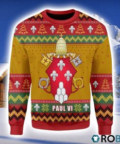 Pope Pope Paul VI Coat Of Arms Christmas Ugly Sweater 3D