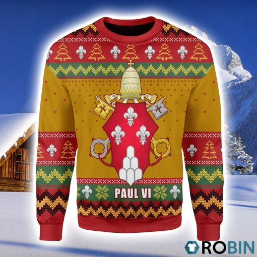 Pope Pope Paul VI Coat Of Arms Christmas Ugly Sweater 3D