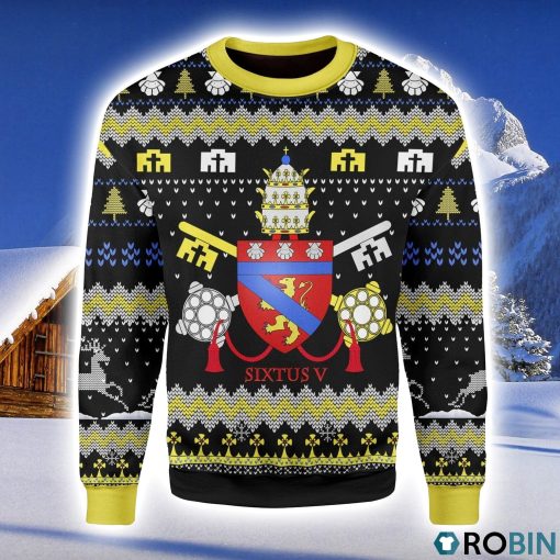 Pope Sixtus V Coat Of Arms Christmas Ugly Sweater 3D
