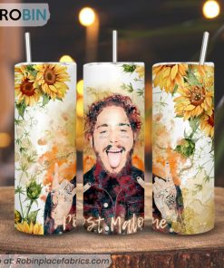 Post Malone Sunflowers 3D Printed Skinny Tumbler, American Rapper Tumbler