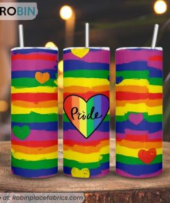 Pride Rainbow Heart 3D Printed Skinny Tumbler, LGBTQ Month Tumbler