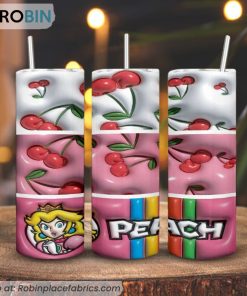 Princess Peach 3D Inflated 3D Printed Skinny Tumbler, Super Mario Princess Tumbler
