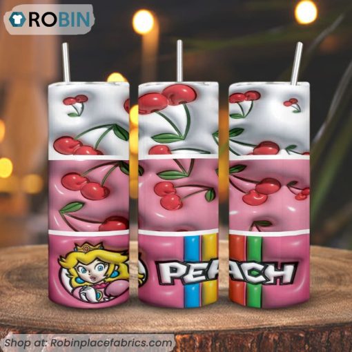 Princess Peach 3D Inflated 3D Printed Skinny Tumbler, Super Mario Princess Tumbler