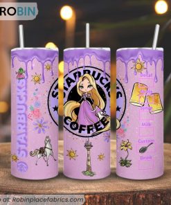 Rapunzel Princess Starbucks Coffee 3D Printed Skinny Tumbler, Disney Tangled Tumbler
