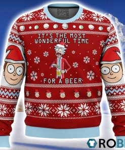 Rick and Morty Time for a Beer Ugly Christmas Sweater 3D
