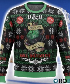 Roll Initiative Dungeons & Dragons Ugly Christmas Sweater 3D