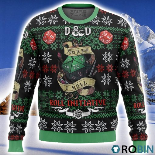 Roll Initiative Dungeons & Dragons Ugly Christmas Sweater 3D