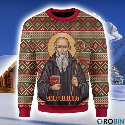 Saint Benedict Christmas Ugly Sweater 3D