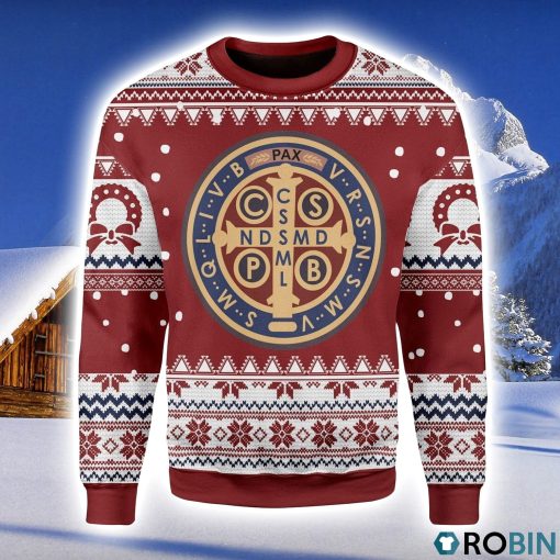Saint Benedict Medal Christmas Ugly Sweater 3D