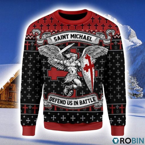 Saint Michael Christmas Ugly Sweater 3D
