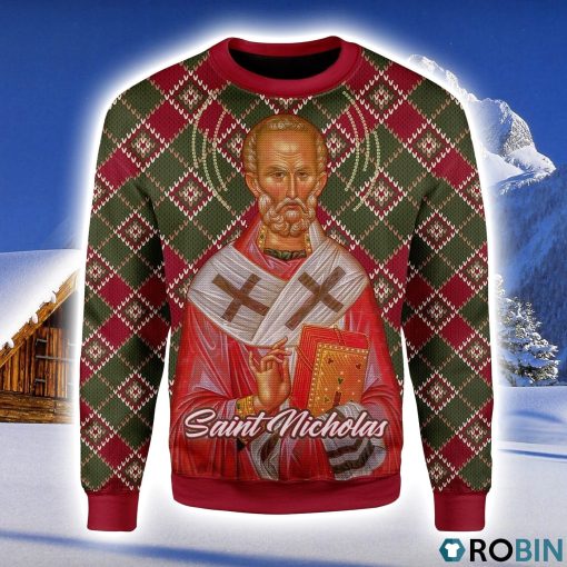 Saint Nicholas Ver2 Christmas Ugly Sweater 3D