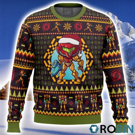 Santa Samus Aran Metroid Ugly Christmas Sweater 3D
