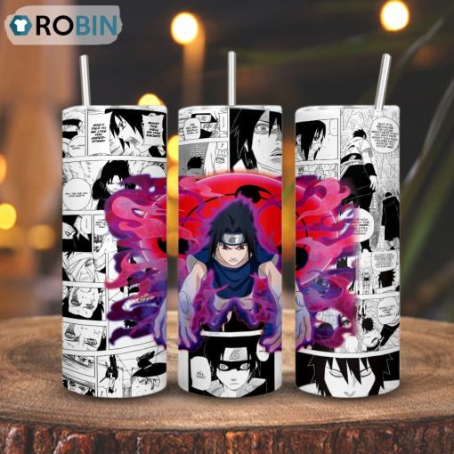 Sasuke Uchiha Mangekyou Sharingan Skinny Tumbler, Anime Naruto Character Gift