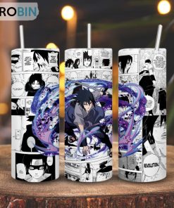 Sasuke Uchiha Rikudou Skinny Tumbler, Naruto Anime Gift