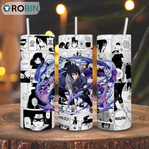 Sasuke Uchiha Rikudou Skinny Tumbler, Naruto Anime Gift