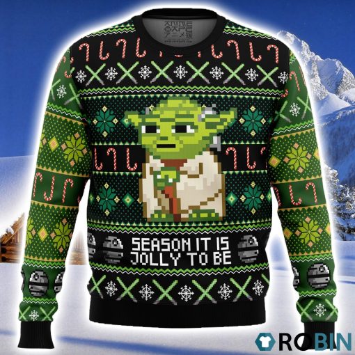 Season It Is Jolly To Be Yoda Ugly Christmas Sweater 3D