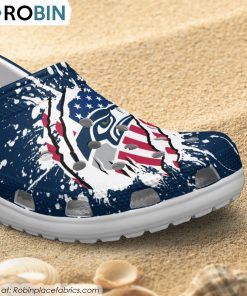 Seattle Seahawks American Flag Pattern Printed Crocs Shoes, Seattle Seahawks Unique Gifts