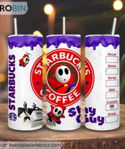 Shy Guy Starbucks Coffee 3D Printed Skinny Tumbler, Super Mario Bros Straight And Tapered Tumbler