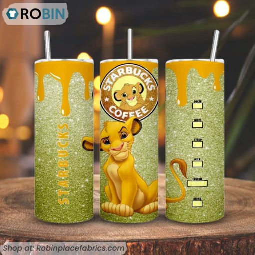 Simba Kid Starbucks Coffee 3D Printed Skinny Tumbler, The Lion King Tumbler