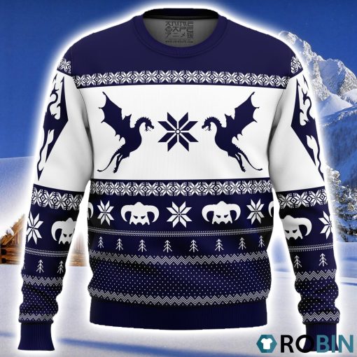 Skyrim Dragon Ugly Christmas Sweater 3D
