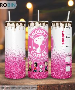 Snoopy Coffee Starbucks 3D Printed Skinny Tumbler, Peanuts Starbucks Logo Tumbler