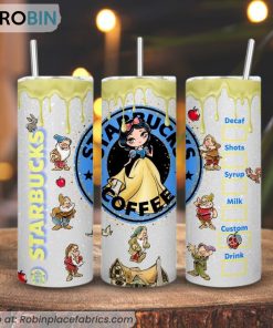 Snow White Starbucks Coffee 3D Printed Skinny Tumbler, Disney Princess Tumbler